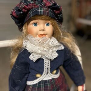 Plaid Outfit Porcelain Doll